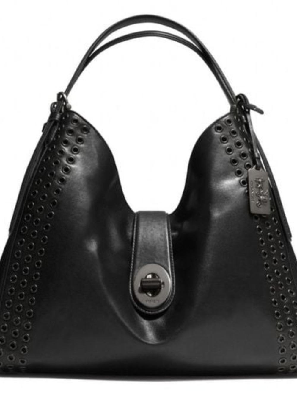Coach Grommet Madison Carlyle Black Gunmetal Shoulder Bag - Rare